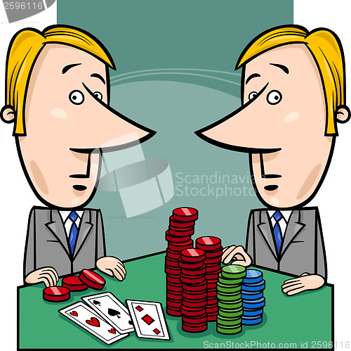 Image of businessmen playing poker cartoon