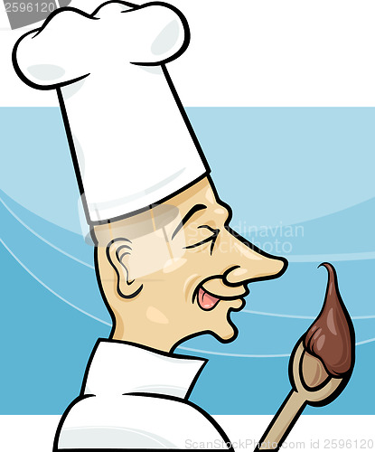 Image of cook with chocolate cream cartoon