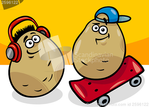 Image of new potatoes cartoon illustration