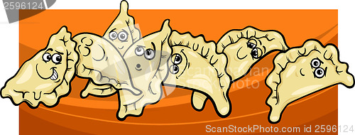 Image of pierogi or dumplings cartoon illustration