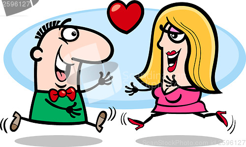 Image of couple in love cartoon illustration