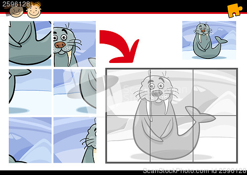 Image of cartoon walrus jigsaw puzzle game