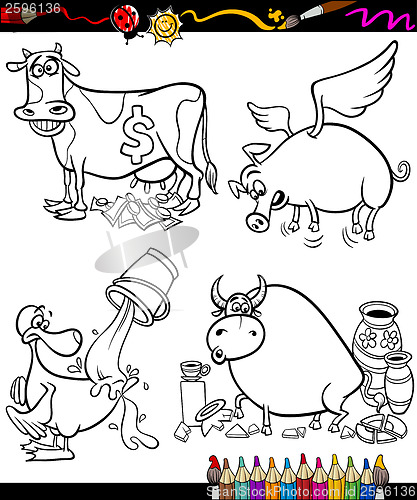 Image of Sayings Cartoon Set for coloring book