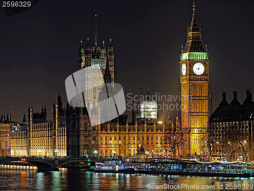 Image of Westminster palace and Big Ben at night, London, december 2013