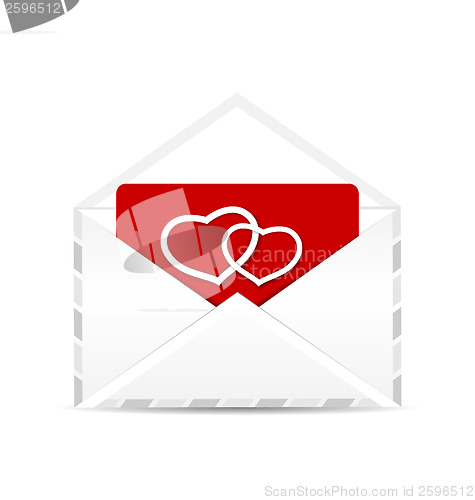 Image of Open envelope with valentine postcard