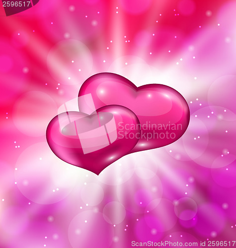 Image of Shimmering background with beautiful hearts for  Valentine day