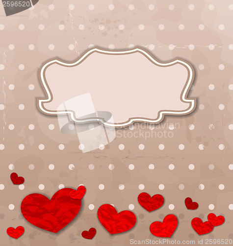 Image of Vintage card with set crumpled paper hearts