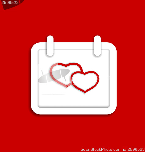 Image of Calendar icon for Valentines day with hearts 