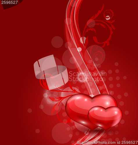 Image of Floral background with beautiful hearts for Valentine day