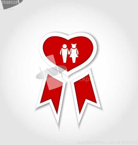 Image of Award ribbon with human icons for Valentines day