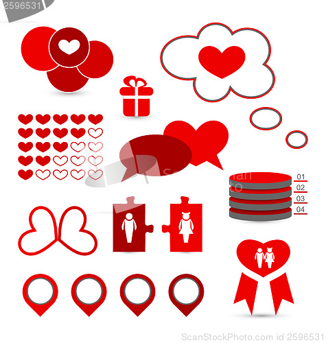 Image of Set infographic elements of valentine presentation