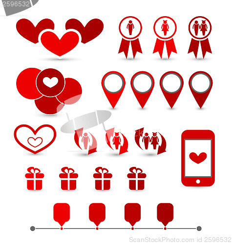 Image of Set infographic elements of valentine presentation