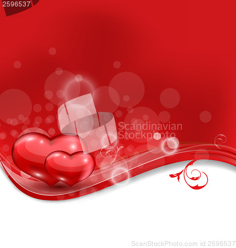 Image of Valentine's floral card with beautiful hearts