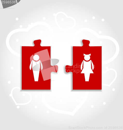 Image of Couple of puzzle with human icons for Valentines day