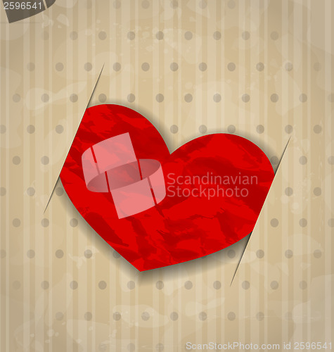 Image of Red crumpled paper heart for Valentine Day 