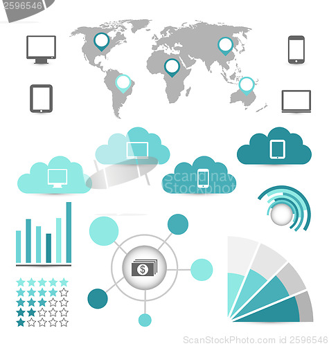 Image of Set of infographic elements for your reports with electronic dev