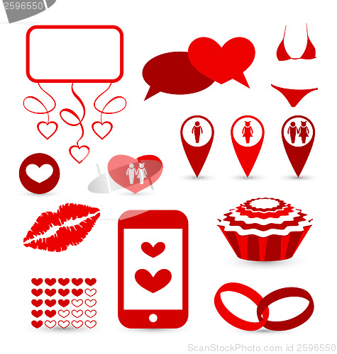 Image of Set infographic elements for valentine or wedding presentation 