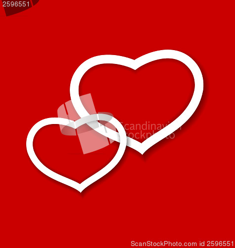 Image of Red paper hearts Valentines day card 