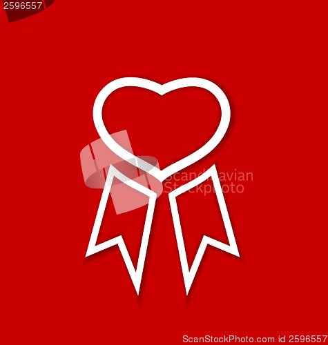 Image of Red award ribbon for Valentines day