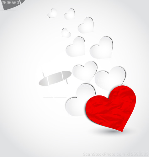 Image of Crumpled paper hearts for Valentine's day 