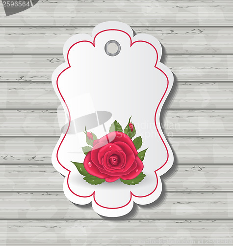 Image of Elegant card with red rose for Valentine Day