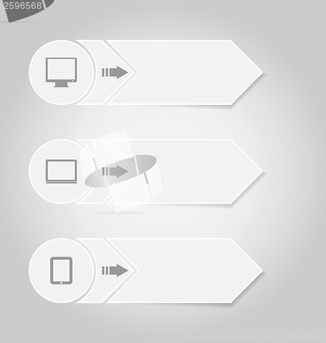 Image of Infographic design template paper tags with electronic device