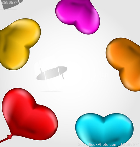 Image of Colourful hearts balloons isolated on white background