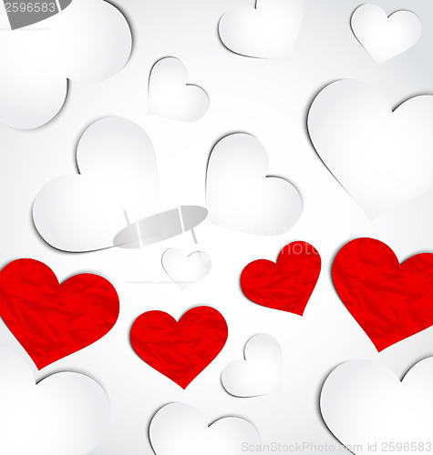 Image of Cute background for Valentine's day with paper hearts