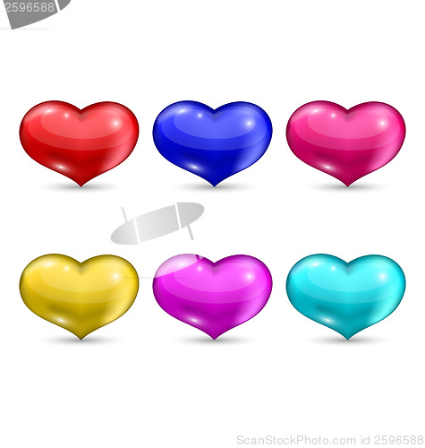 Image of Set colorful hearts isolated on white background