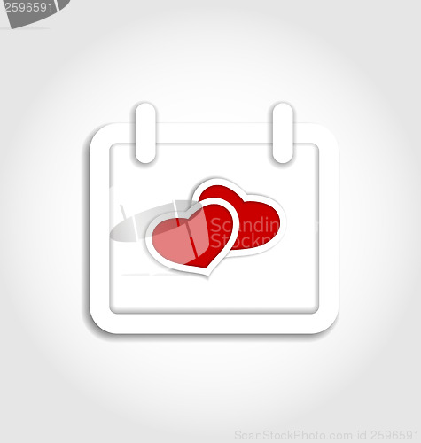 Image of Calendar icon for Valentines day with hearts 