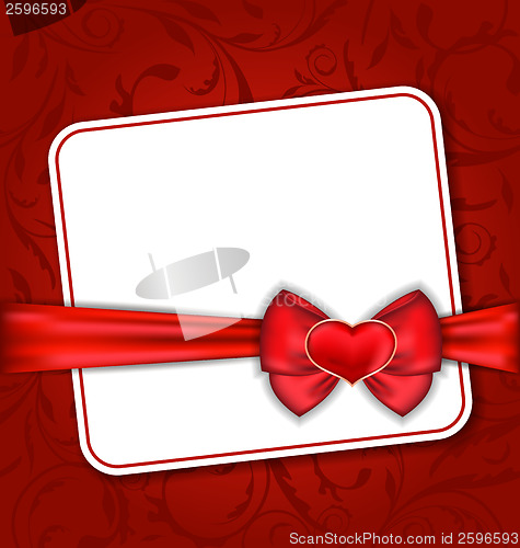 Image of Beautiful card for Valentine Day with red heart and bow
