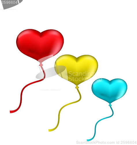 Image of Colourful hearts balloons isolated on white background 