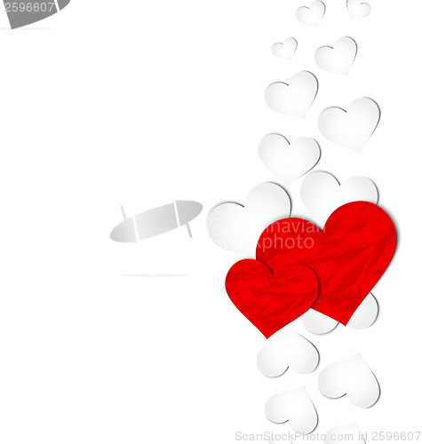 Image of Crumpled paper hearts for Valentine's day 