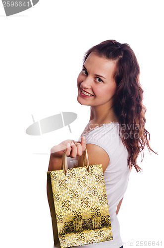 Image of Portrait of a beautiful young woman isolated on white 