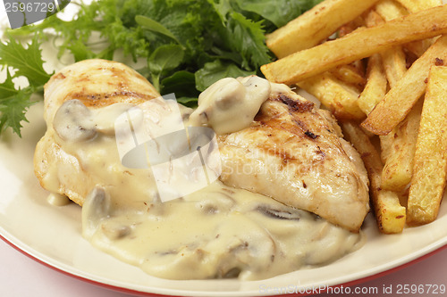 Image of Grilled chicken breasts meal closeup