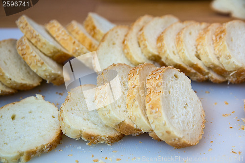 Image of Sliced peaces of French baguette