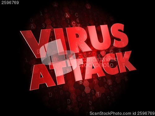 Image of Virus Attack on Dark Digital Background.