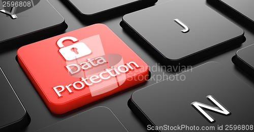 Image of Data Protection on Red Keyboard Button.