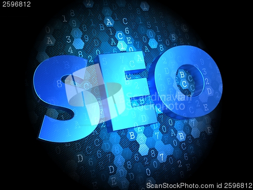 Image of SEO on Dark Digital Background.