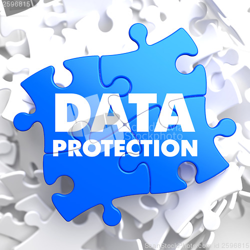 Image of Data Protection on Blue Puzzle.