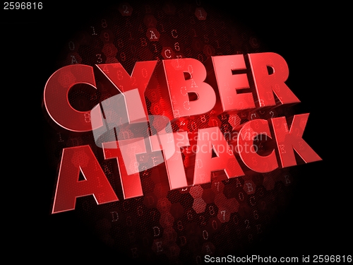 Image of Cyber Attack on Dark Digital Background.