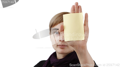 Image of Woman and post it