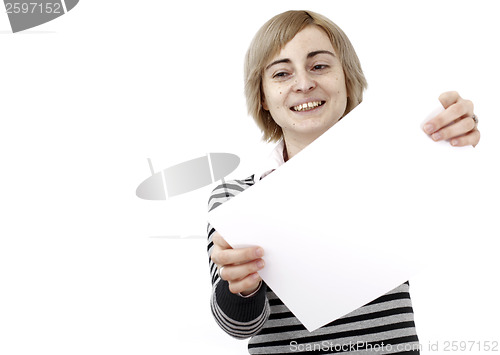 Image of Woman holding a paper