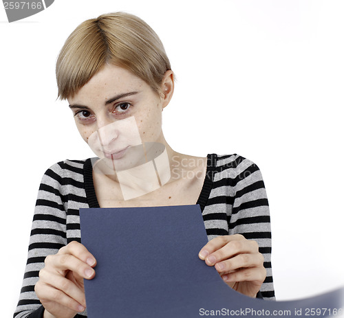 Image of Woman holding a paper