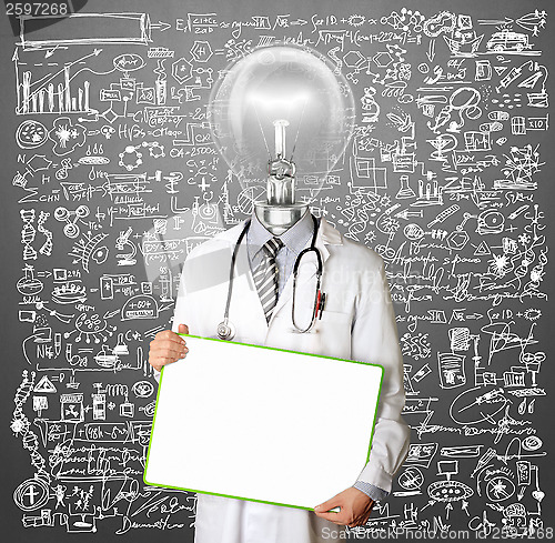 Image of Lamp Head Doctor Man With Empty Board