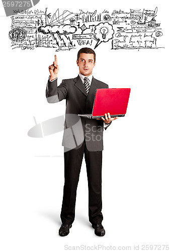 Image of Business Man Shows Something With Finger