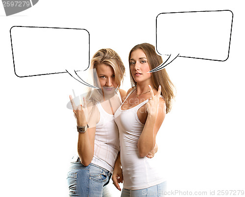 Image of Two European Women With Speech Bubble