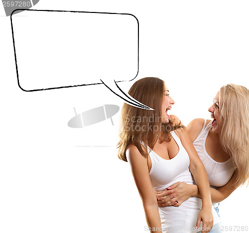 Image of Two European Women With Speech Bubble