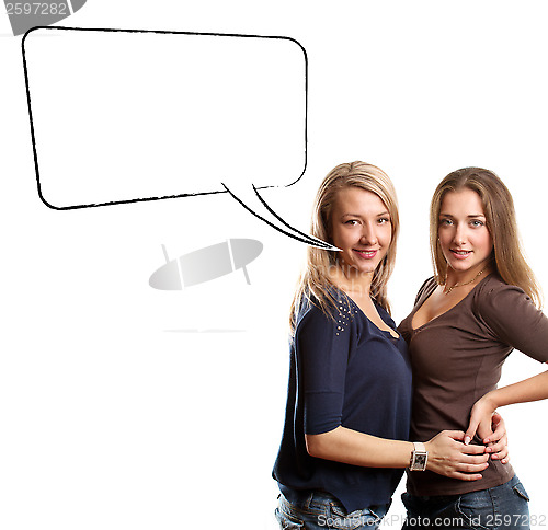 Image of Two European Women With Speech Bubble