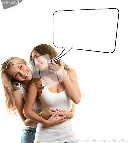 Image of Two European Women With Speech Bubble